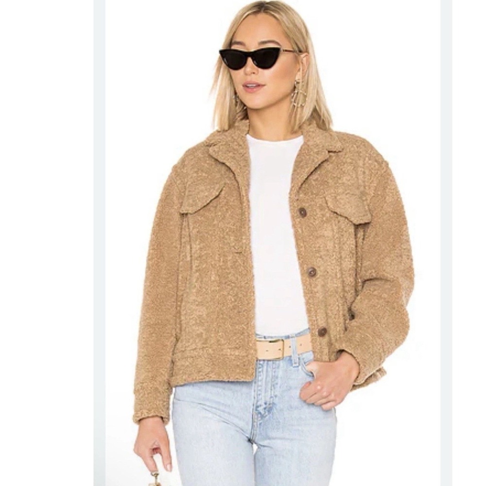 Vince Teddy Sherpa Trucker Jacket Brown Faux Shearling‎ Size 2 / XS
